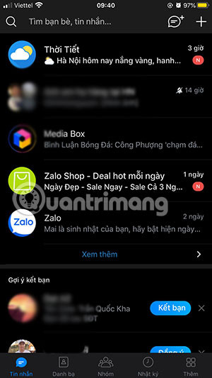 bật giao diện nền tối zalo