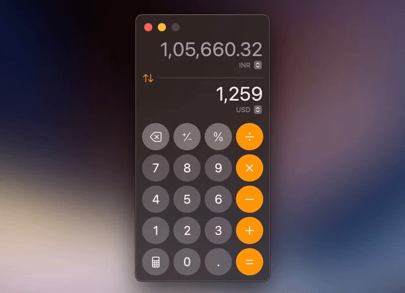 Chuyển đổi tiền tệ với Calculator trên Mac