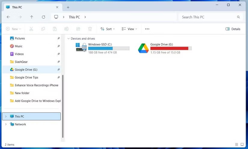 Google Drive tích hợp trên File Explorer