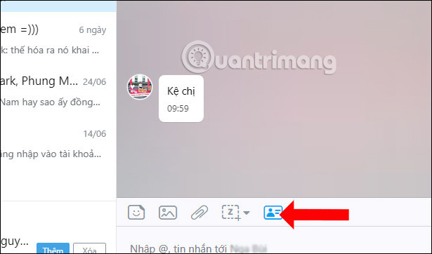 Gửi danh thiếp Zalo trên PC