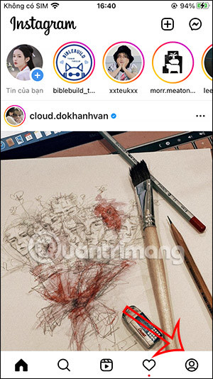 Truy cập trang cá nhân trên Instagram