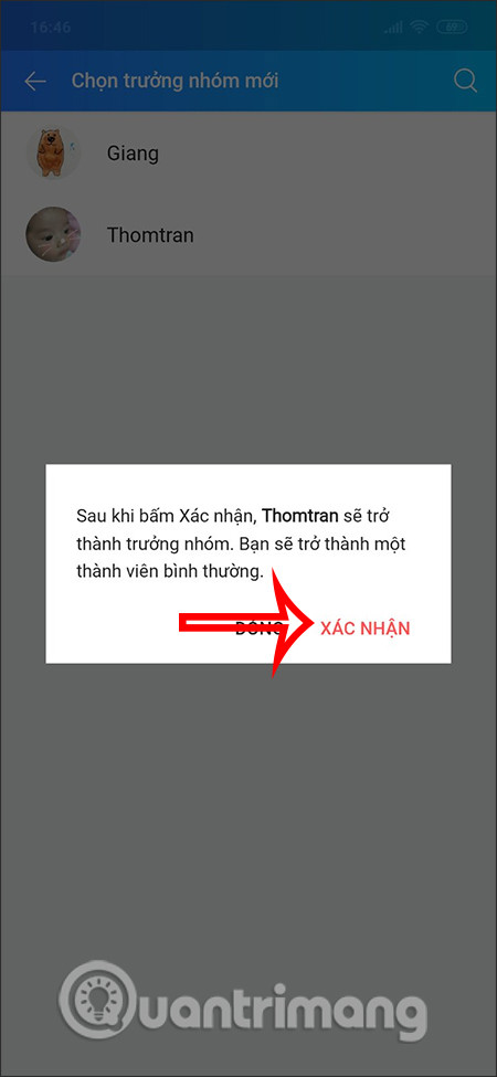 Xác nhận Admin mới